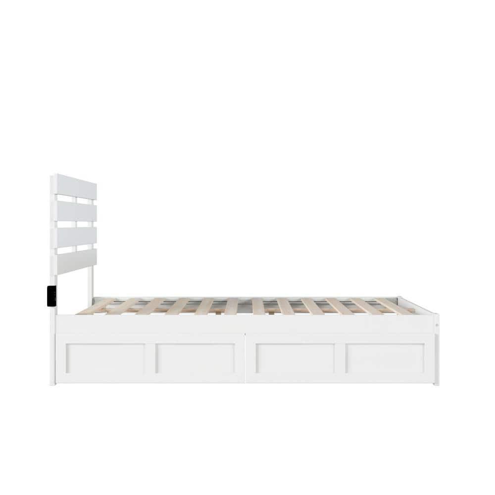 Madaket Premium Wood Farmhouse Storage Platform Bed with Under Bed Drawers