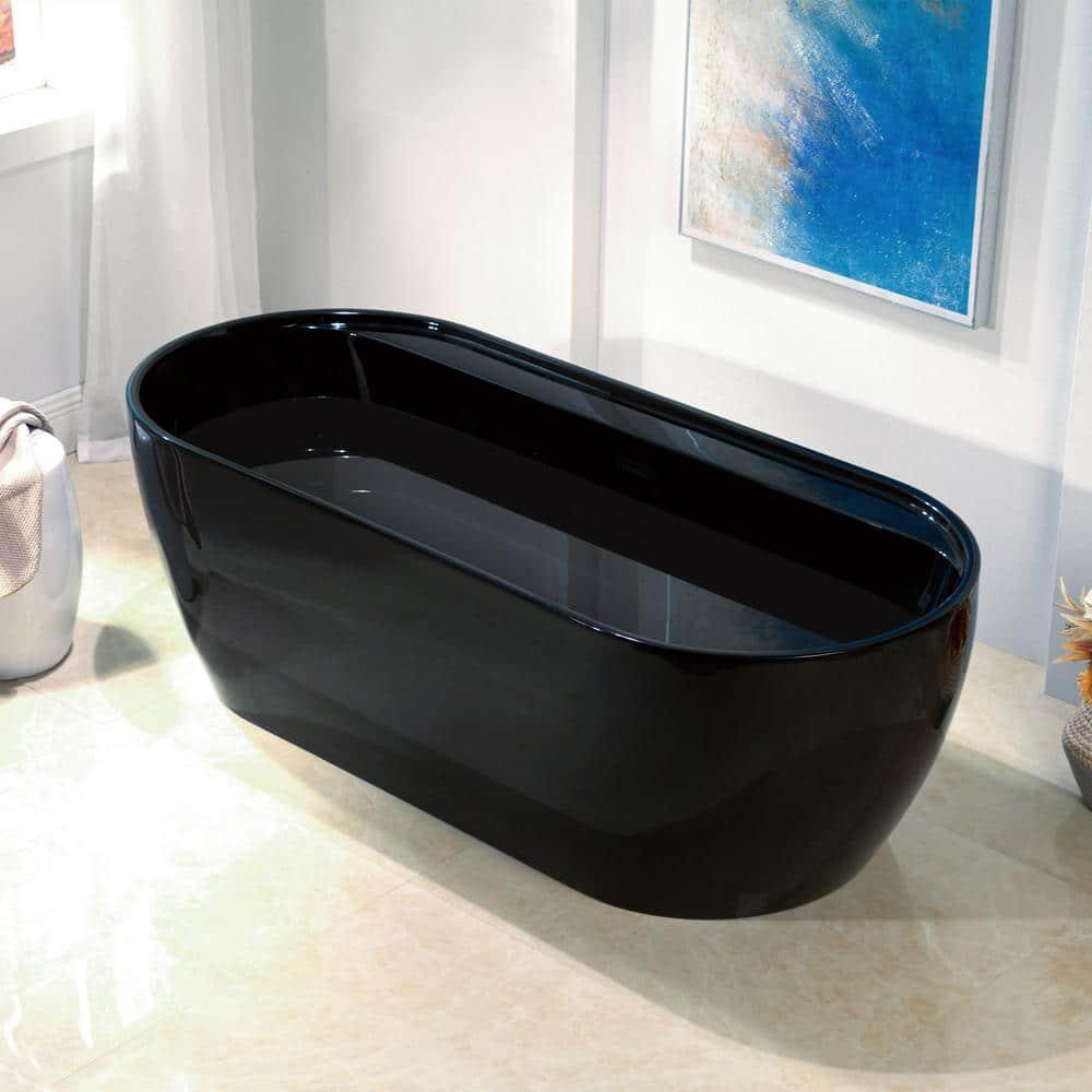 WoodBridge 72'' x 35.375'' Freestanding Acrylic Double Ended Bathtub with Wide Rim,  - Available in Glossy White/Black, with 5 Finish Options for Trim B0059-MB