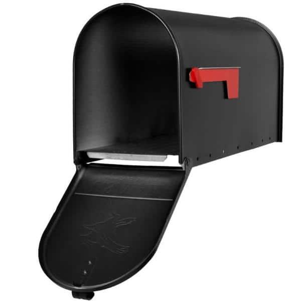 Gibraltar Mailboxes Elite Classic Galvanized Steel Post Mount Black Mailbox