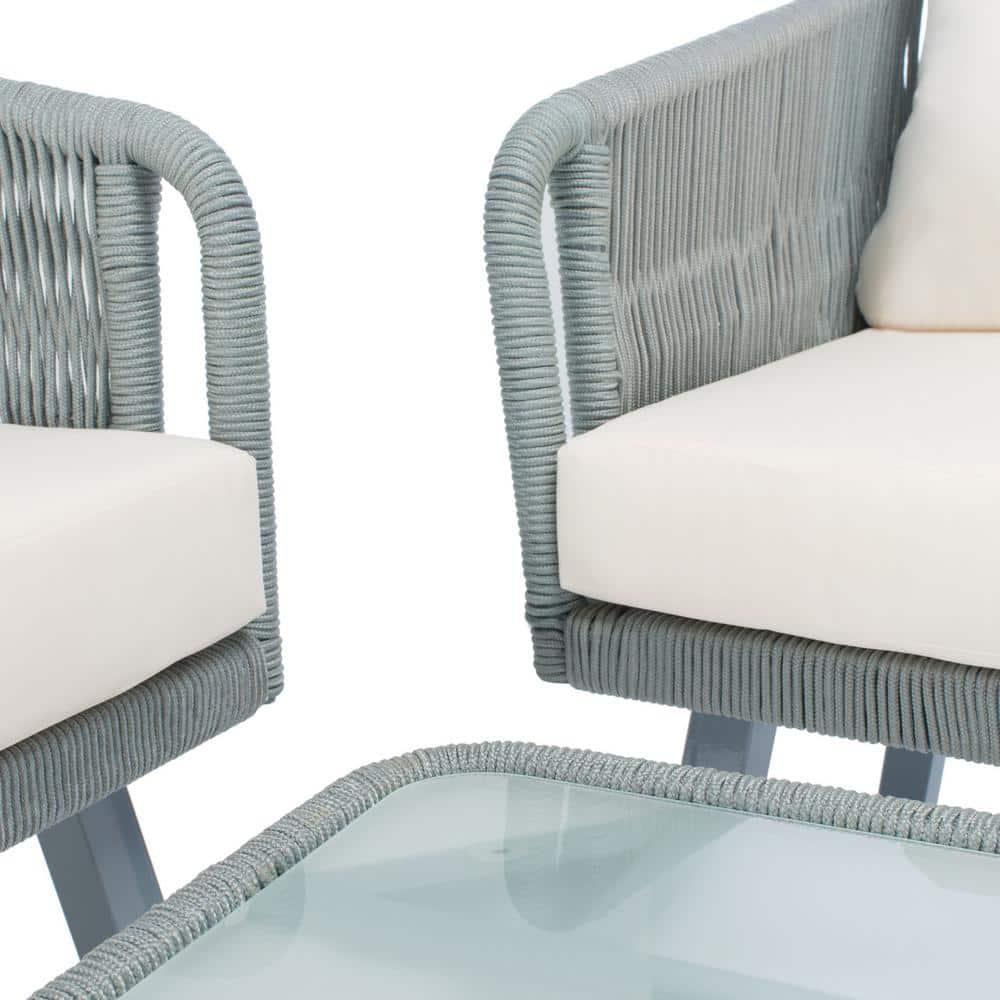 Kerson 4 Piece Rope Living Set - Indoor/Outdoor - PAT7519 - Grey/Beige - Safavieh