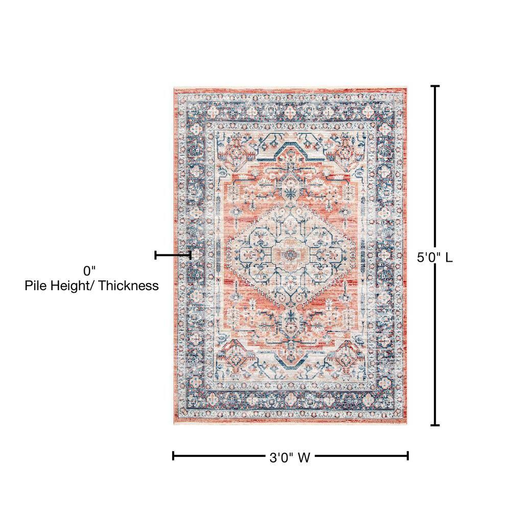 Nuloom Zara Medallion 3x5 Accent Indoor Area Rug for Living Room Bedroom Dining Room Entryway Kitchen, Rust/Blue