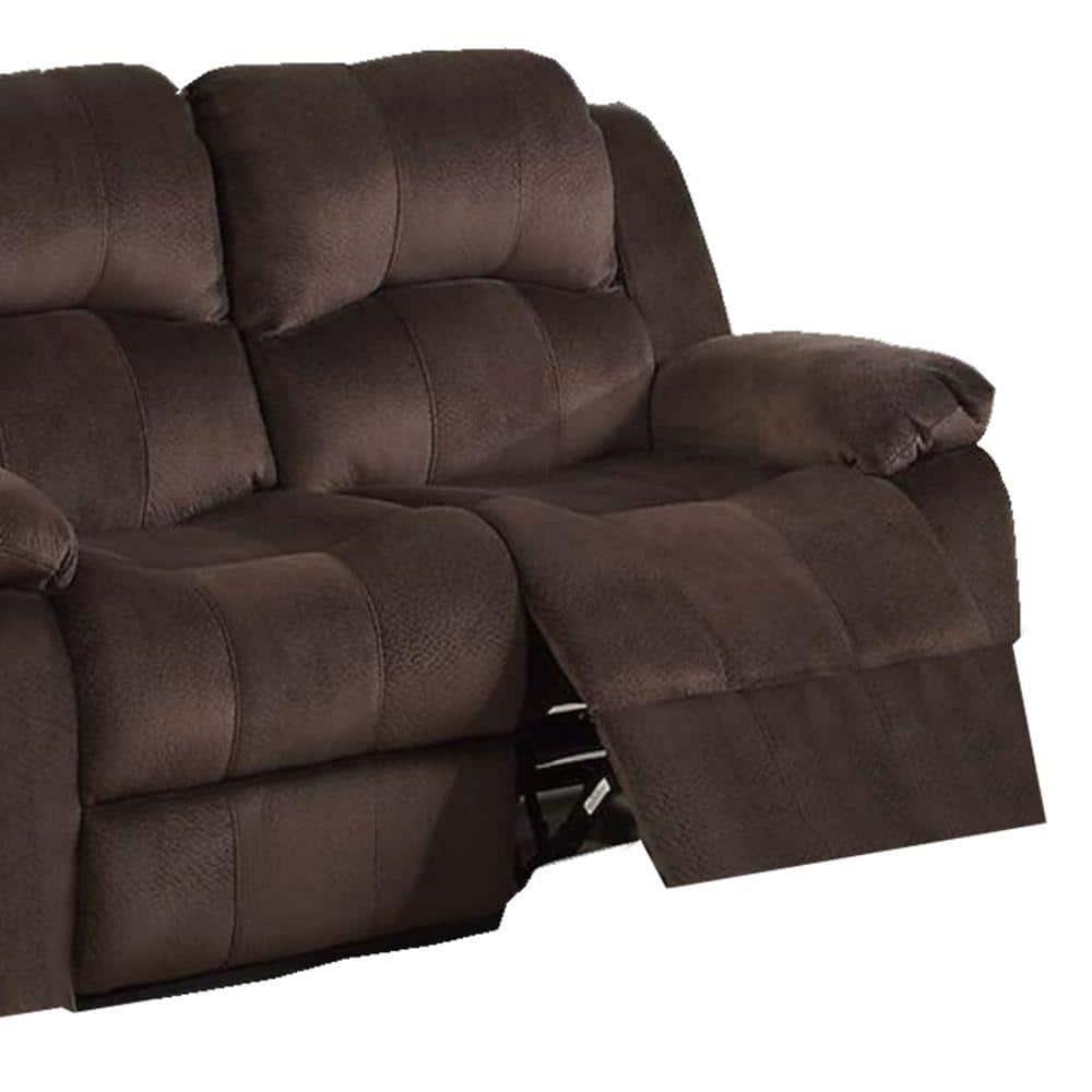 Pine Wood Reclining Loveseat With Padded Upholstery Brown