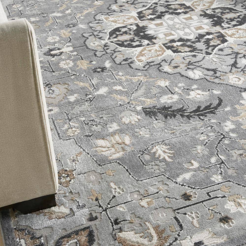 Nourison Elation Floral Medallion Indoor Rug Grey 7'10" x 9'10"