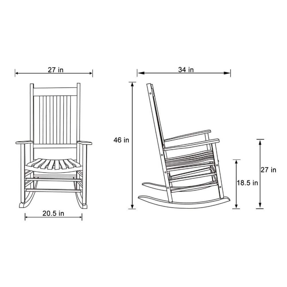 White Solid Wood Outdoor Rocking Chair with Arms