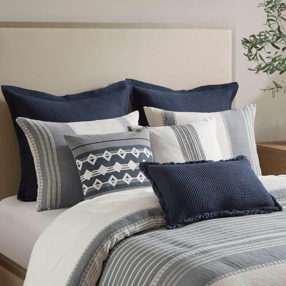 Murphy Oversized Cotton Jacquard Comforter Set With Euro Shams And Throw Pillows