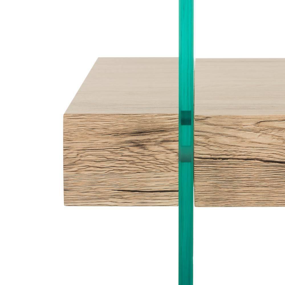 Kayley Coffee Table - Glass/Natural Wood Rack - Safavieh