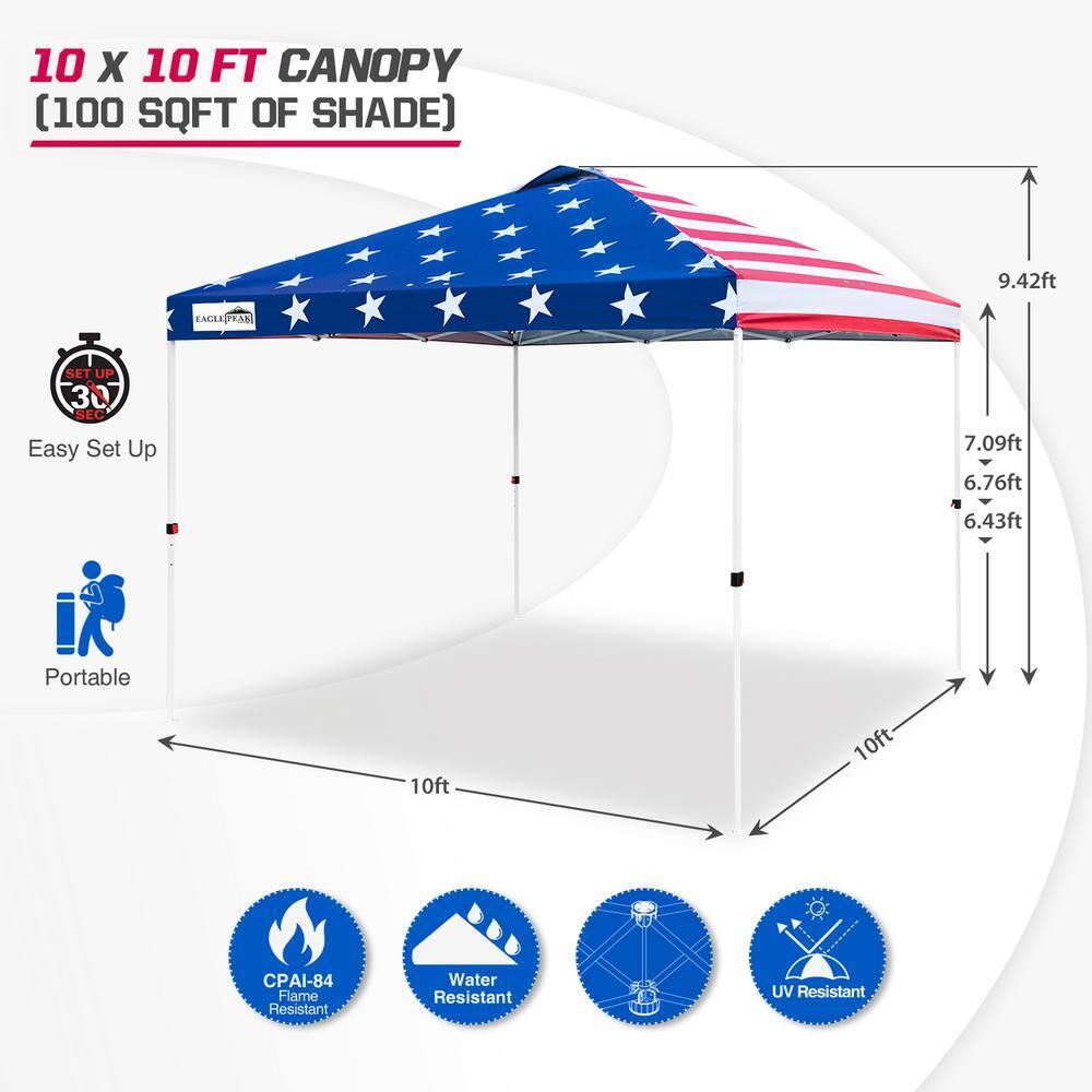 EAGLE PEAK Pop Up Canopies 10 Ft. W x 10 FT. D Metal Party Tent Canopy
