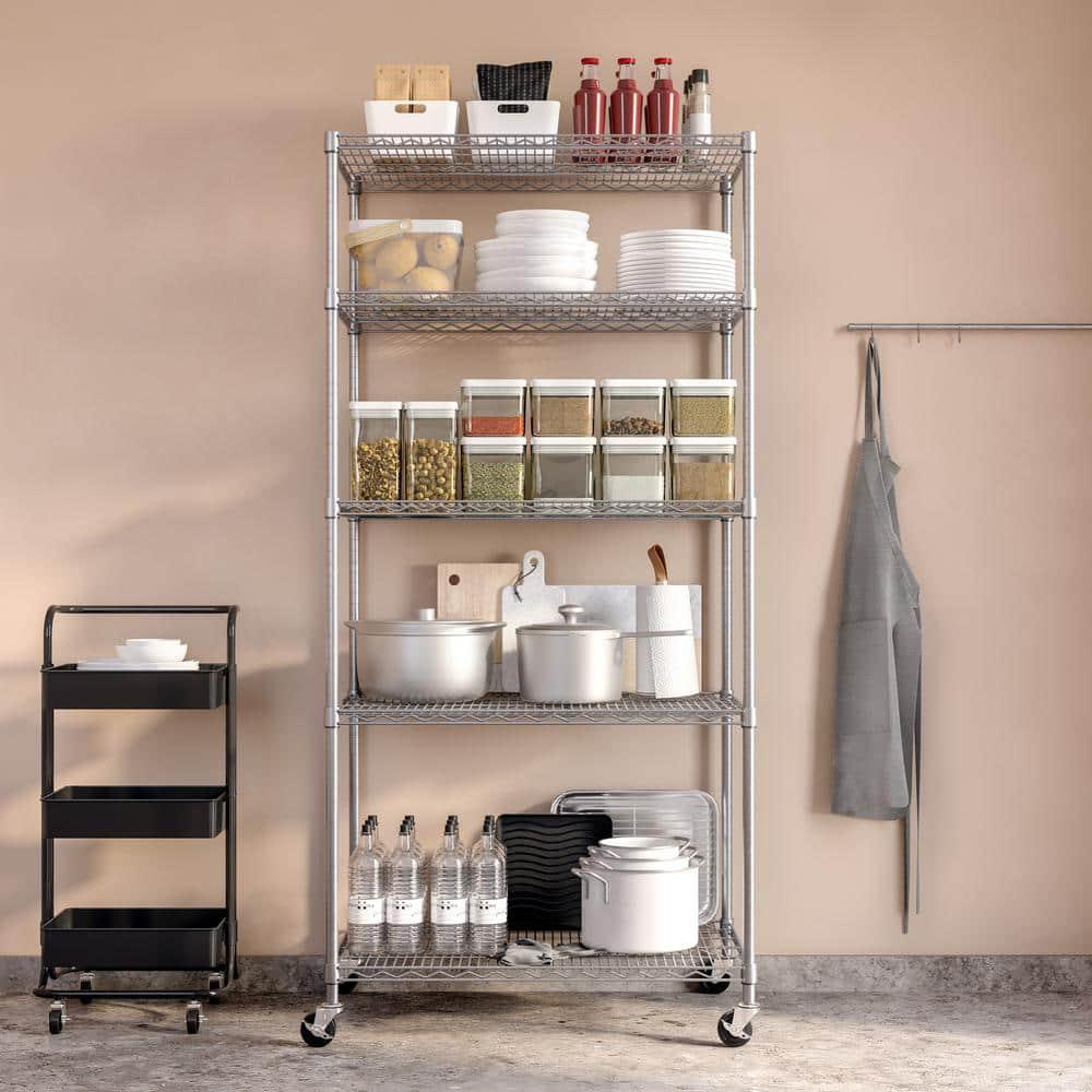 Seville Classics 36'' W 5-Tier NSF-Certified Steel Shelving with Wheels