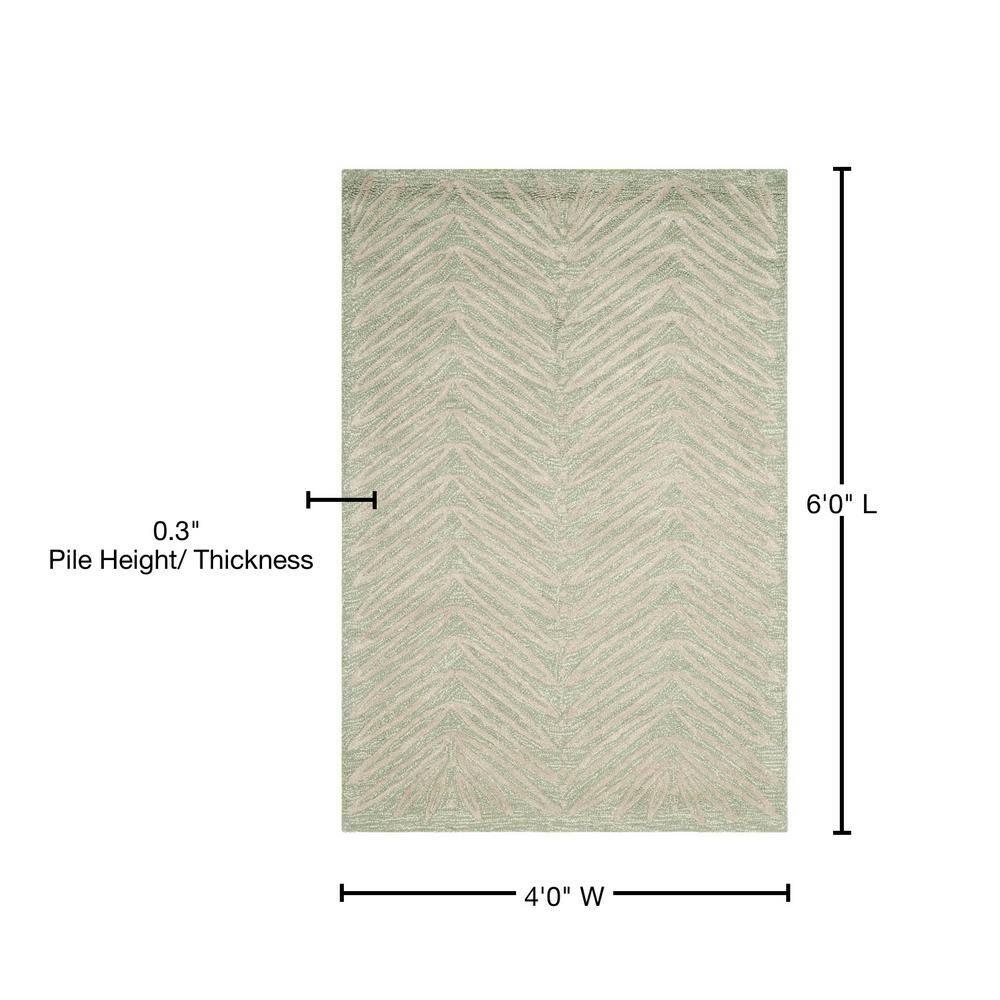 Martha Stewart Chevron Leaves - MSR3612 - Indoor Hand Tufted Area Rugs - Milk Pail Green - 4'x6'
