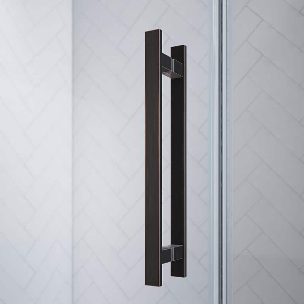 Ove Decors Tampa 62-1/16 in. W x 72 in. H Alcove Frameless Hinge Shower Door in Oil Rubbed Bronze