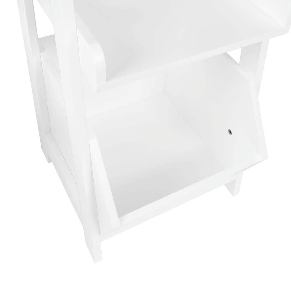 RiverRidge Home RiverRidge Kids 4-Tier 13in Ladder Shelf Toy Organizer and Book Storage with 3 Open Display Shelves- White with Two 5" Fabric Bins