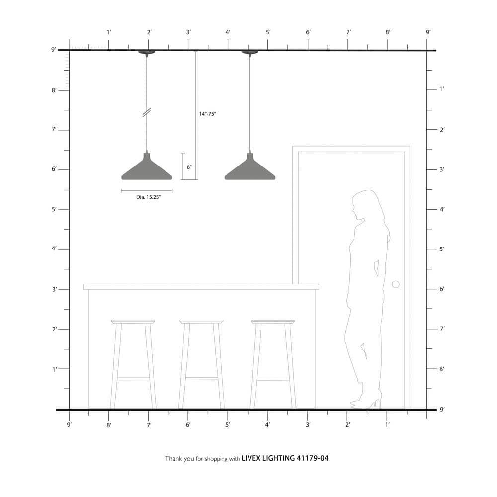Livex Lighting Metal Shade 1 - Light Chandelier in  Black