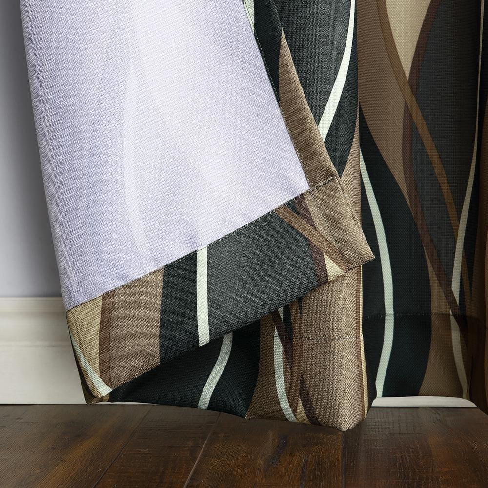 48"x95" No. 918 Semi-Sheer Intersect Ogee Wave Print Grommet Curtain Panel Charcoal Gray: Modern Light Filtering Curtain Panels