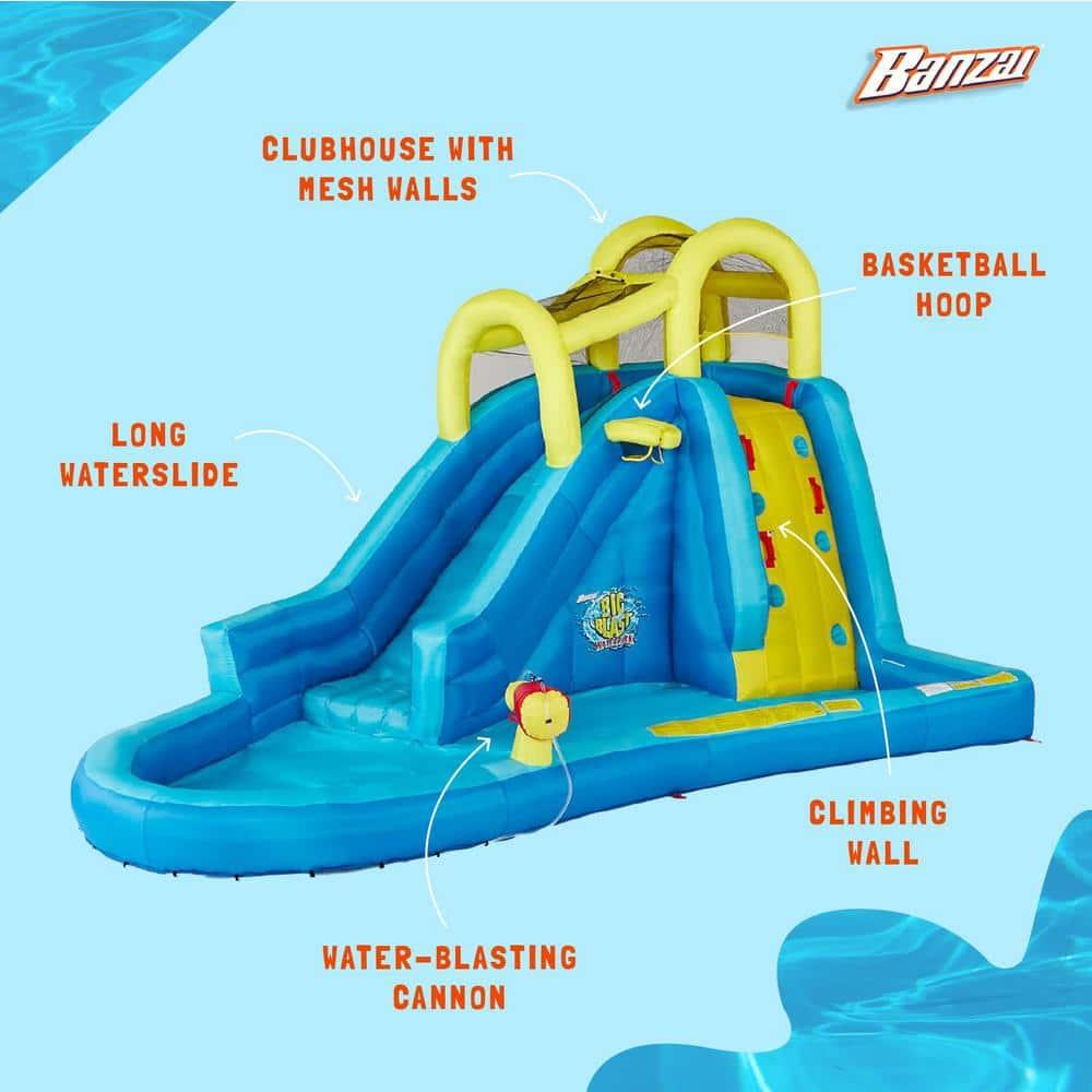 Banzai Big Blast Inflatable Water Park w/ Climbing Wall, Ball Game & Splash Pool | Wayfair