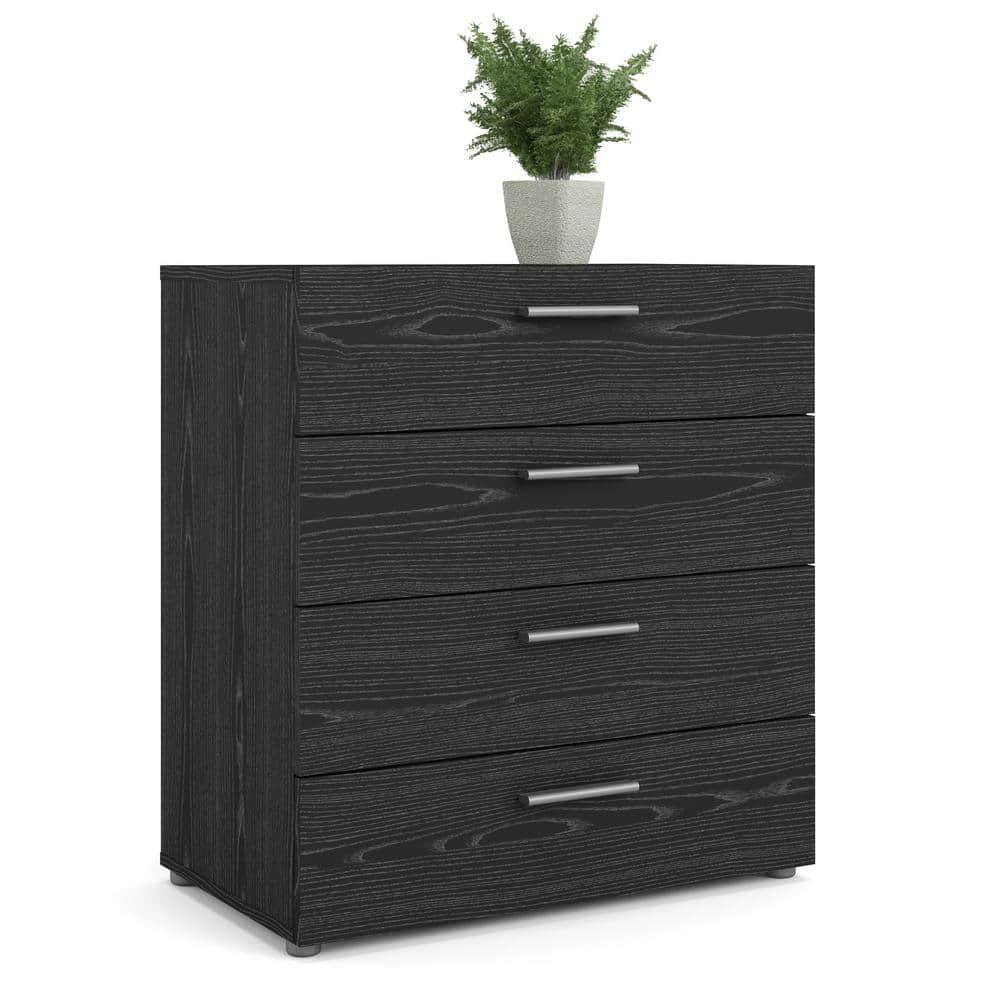 Tvilum Loft 4 Drawer Chest Dresser for Adults, Black Woodgrain