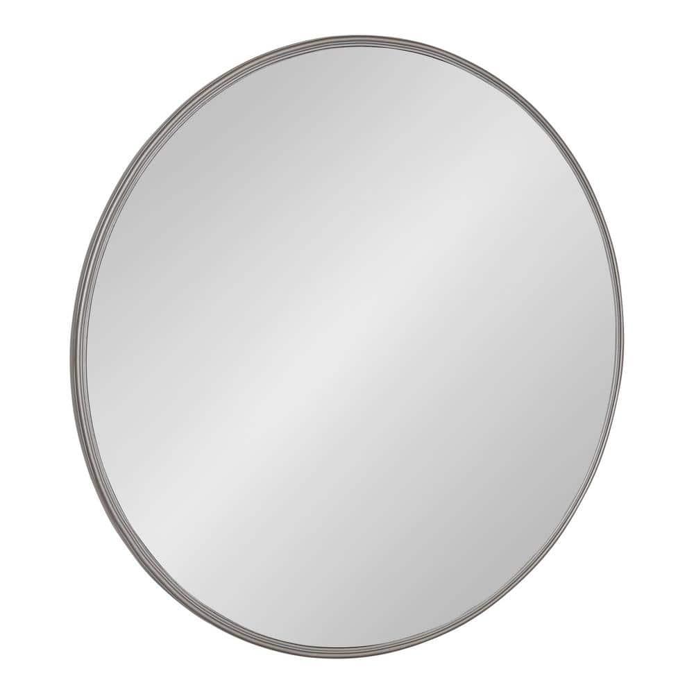 30" Caskill Round Wall Mirror Gray - Kate & Laurel: Chic Oversized Decor, No Assembly Required