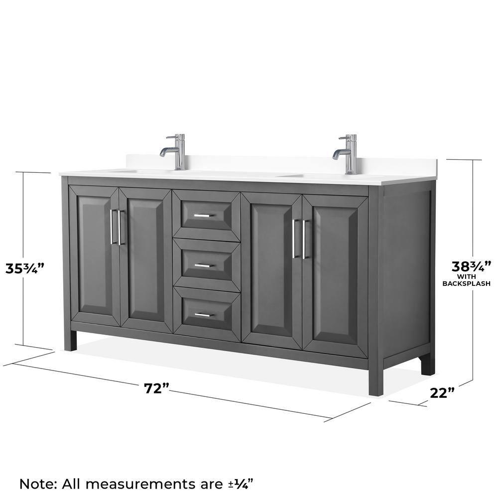 Wyndham Collection Daria 72'' Double Bathroom Vanity with Carrara Marble Top