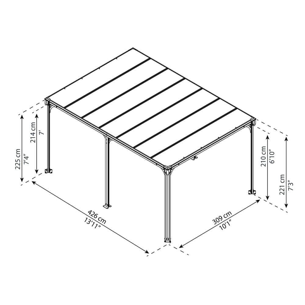 Palram - Canopia Milano 4300 10' x 14' Polycarbonate/Aluminum Gazebo - Gray/Bronze