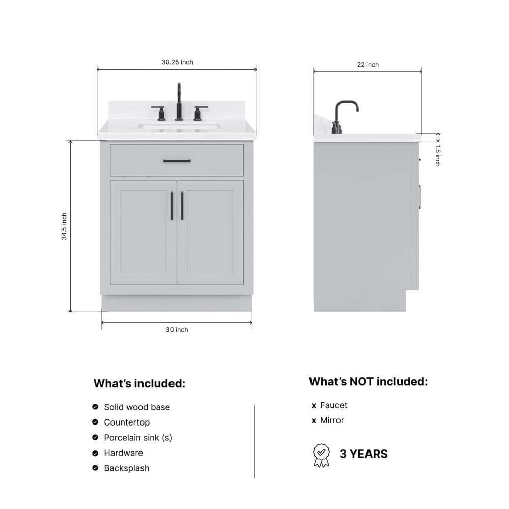 Tidworth 30.25'' Single Bathroom Vanity with Carrara Quartz Top