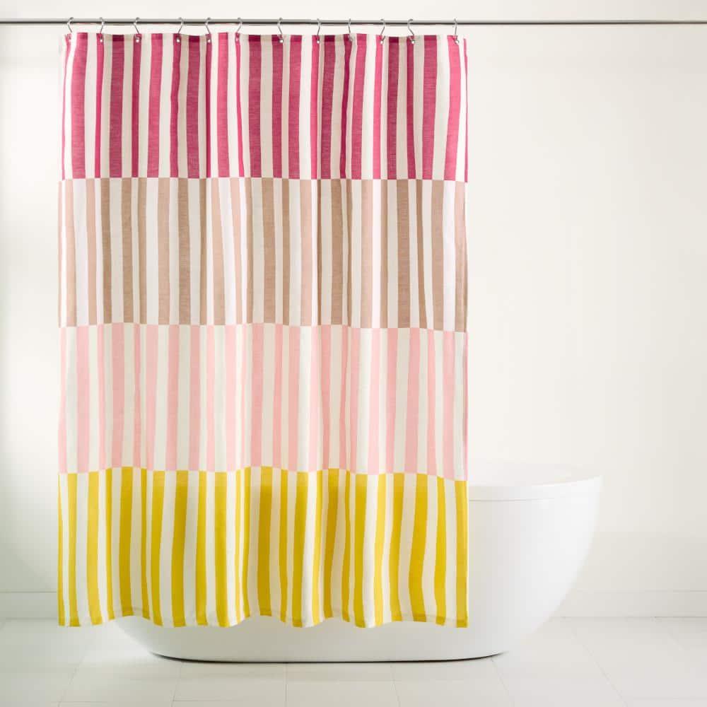 Town & Country Living Town & Country Play Adeline Offset Stripe Fabric Shower Curtain 70"X72"