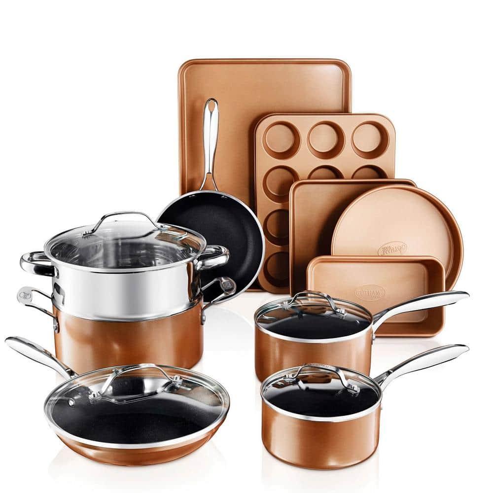 Gotham Steel 15 Pc Nonstick Pots and Pans Set, Ceramic Cookware Set, Kitchen Cookware set with Bakeware, Non Stick Cookware Set, Oven/Dishwasher Safe