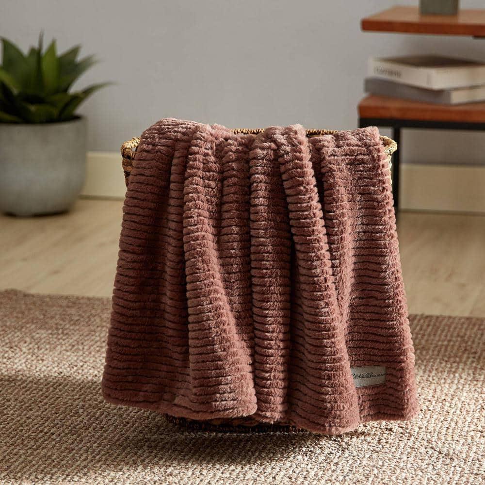 Eddie Bauer Eddie Bauer Ribbed Textured Stripe Solid Plush Throw Blanket