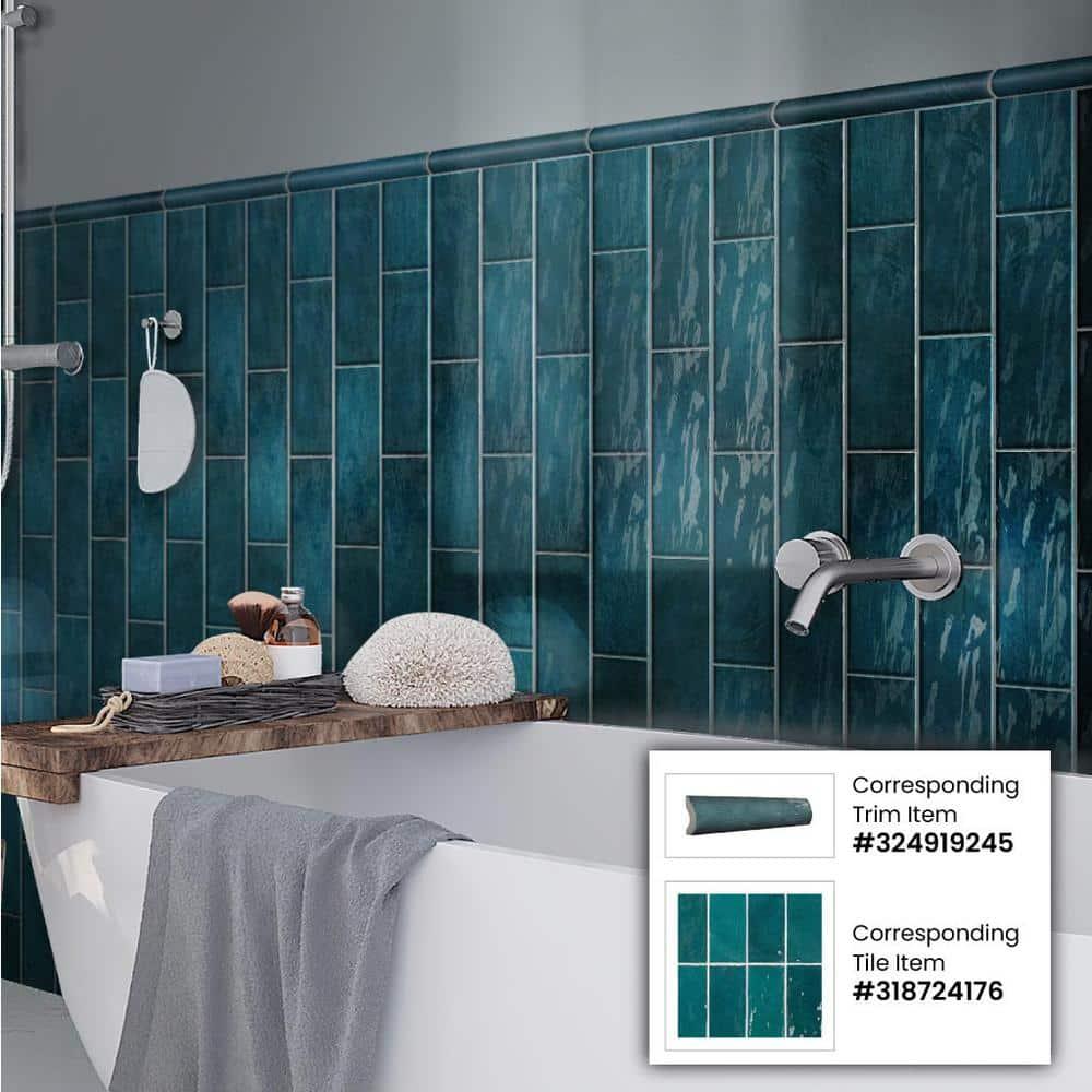 Apollo Tile  10 pack 1-in W x 8-in L Ceramic Glossy Pencil Bullnose Tile Trim (0.556 Sq ft/case)