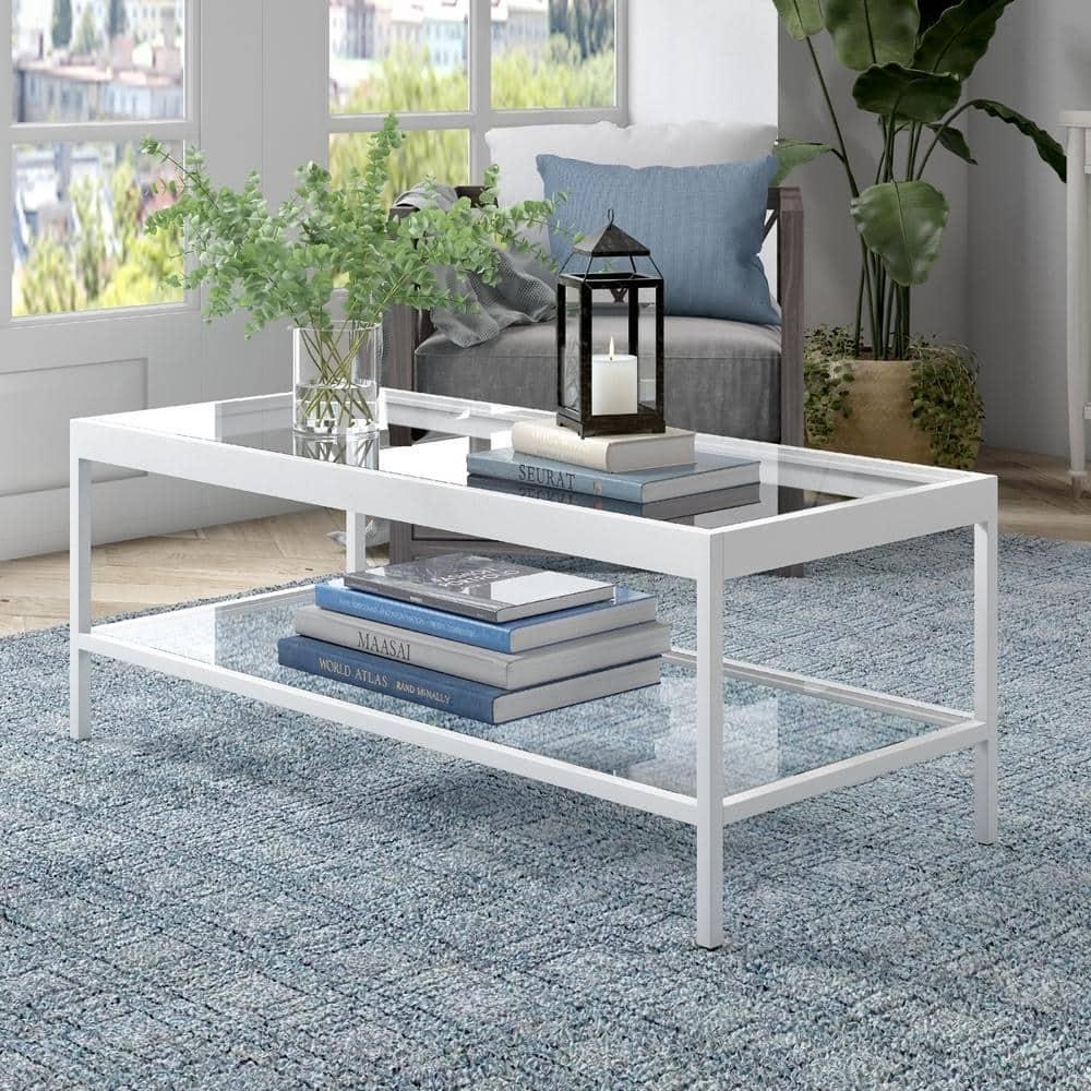 Evelyn&Zoe Alexis 45" Wide Rectangular Coffee Table, White