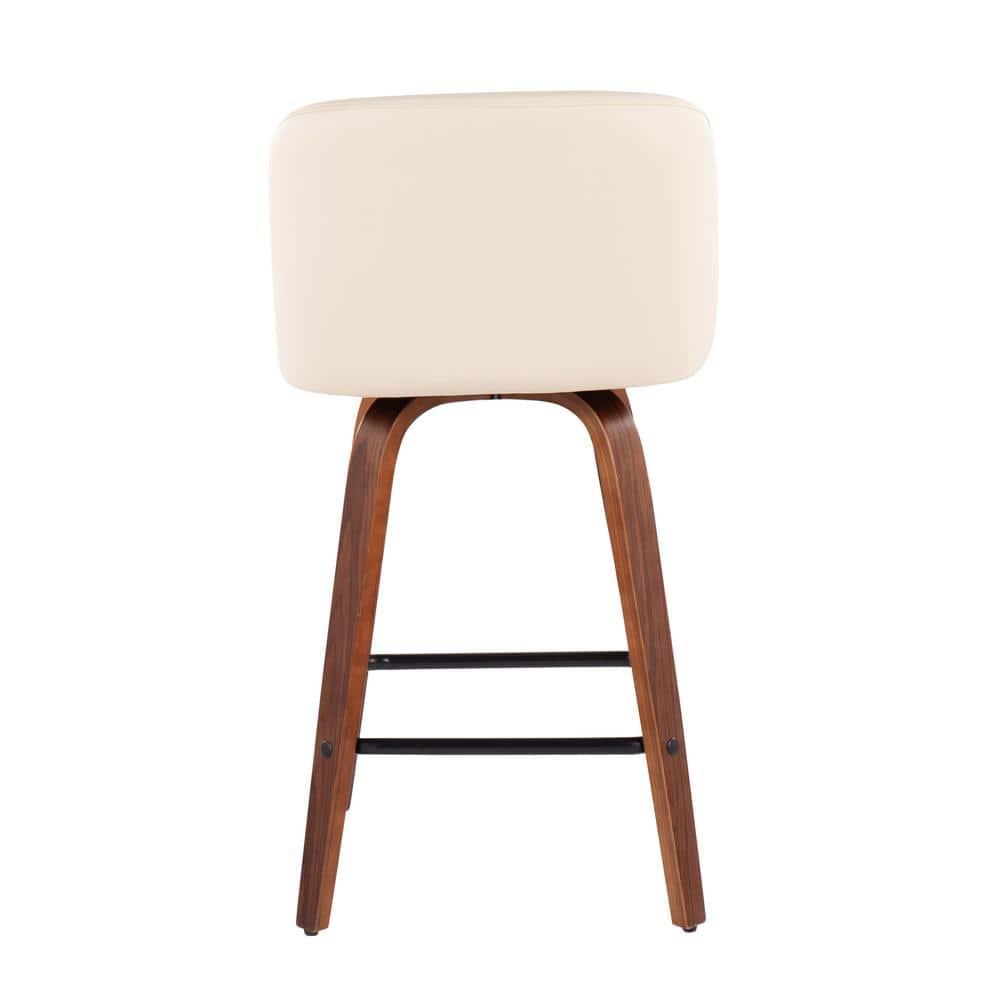 Set of 2 Toriano Square PU Leather/Wood Counter Height Barstools: Mid-Century, Swivel, Foam-Filled - LumiSource