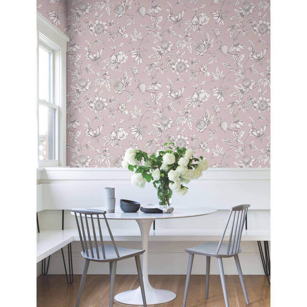 Passion Flower Toile Floral Wallpaper