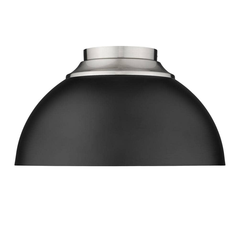 Golden Lighting Zoey 3-Light Flush Mount in Pewter with Matte Black