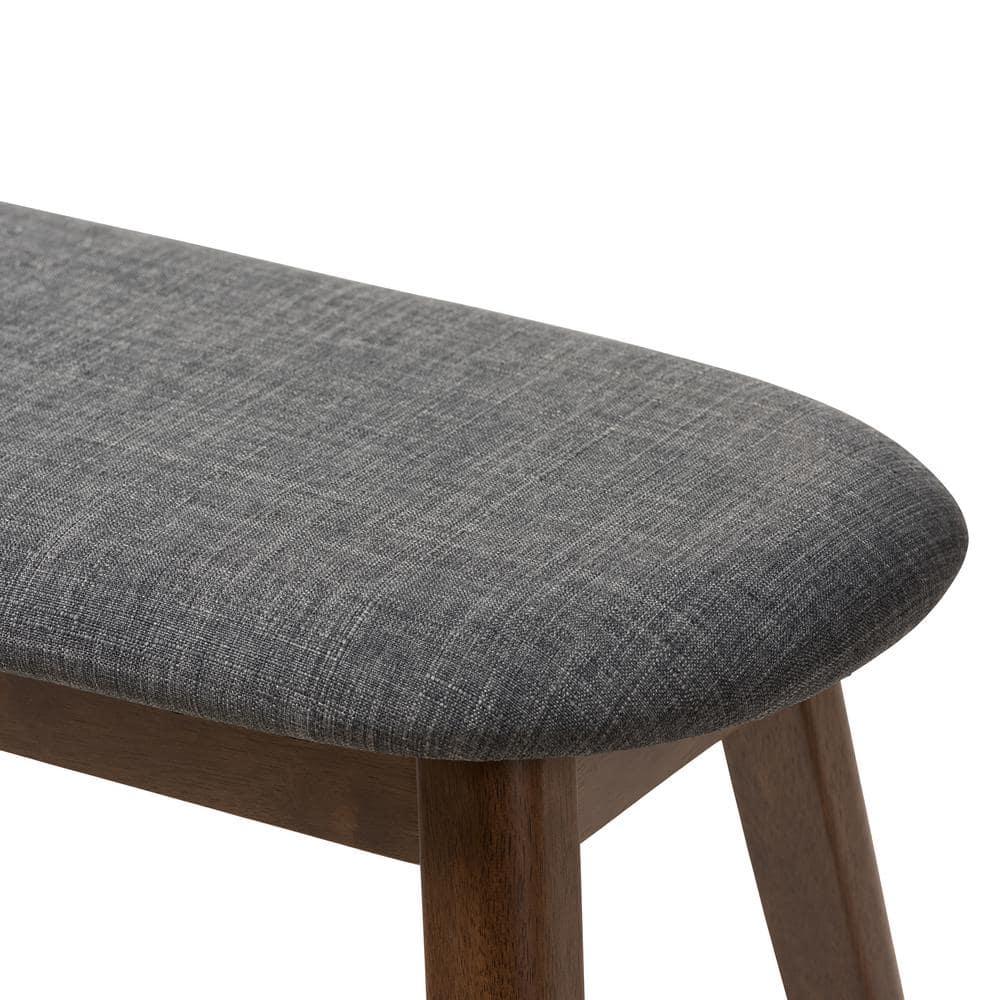 George Oliver Echoes Mid-Century Modern Bench with Dark Grey Fabric Upholstery and Walnut Finish
