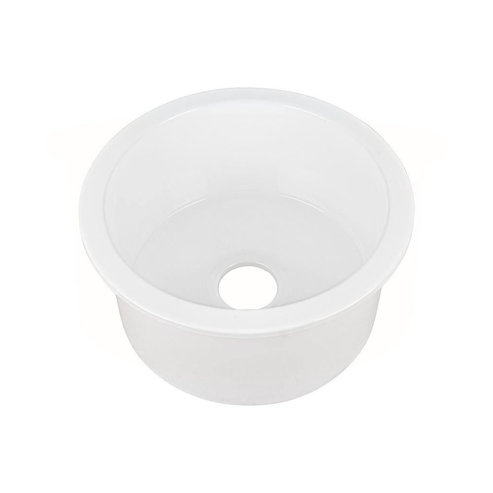 Circular Fireclay 18.5" x 18.5" Undermount/Drop-In Kitchen Sink with Basket Strainer and Sink Grid