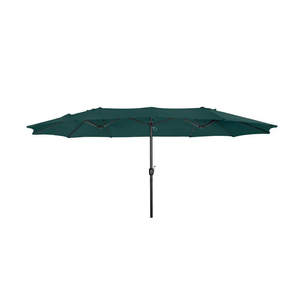 Polytrends Johnn 15-foot Double-Sided Outdoor Offset Patio Twin Umbrella Dark Green 15 ft