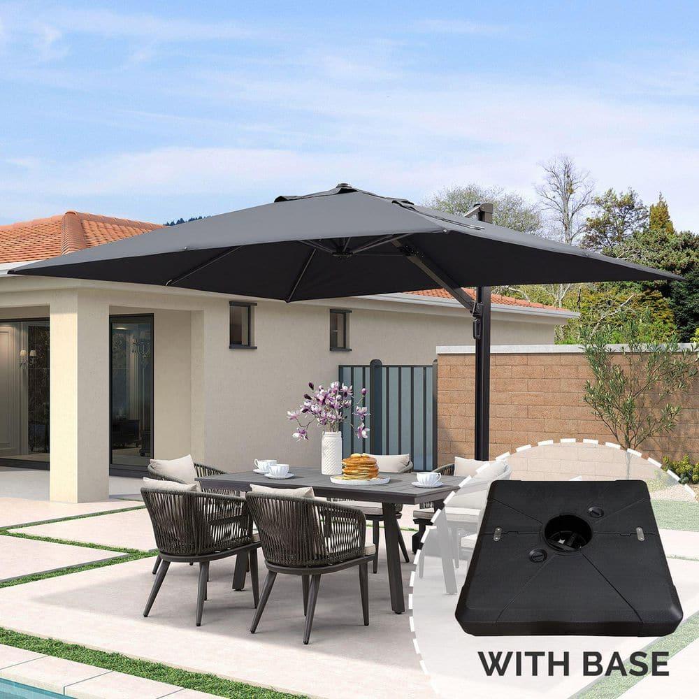 PURPLE LEAF 9' X 12' Rectangle Patio Umbrella Large Cantilever Outdoor Aluminum Offset Umbrella with 360-degree Rotation for Garden Deck Backyard Pool, Grey