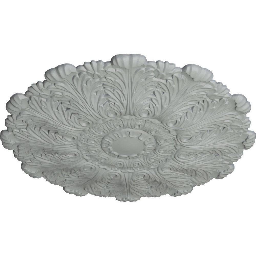 Ekena Millwork Endurathane Bradford Ceiling Medallion, 32 5/8"OD x 2"P (Fits Canopies up to 6 5/8"), Hand-Painted Green Gold Finish CM31DU