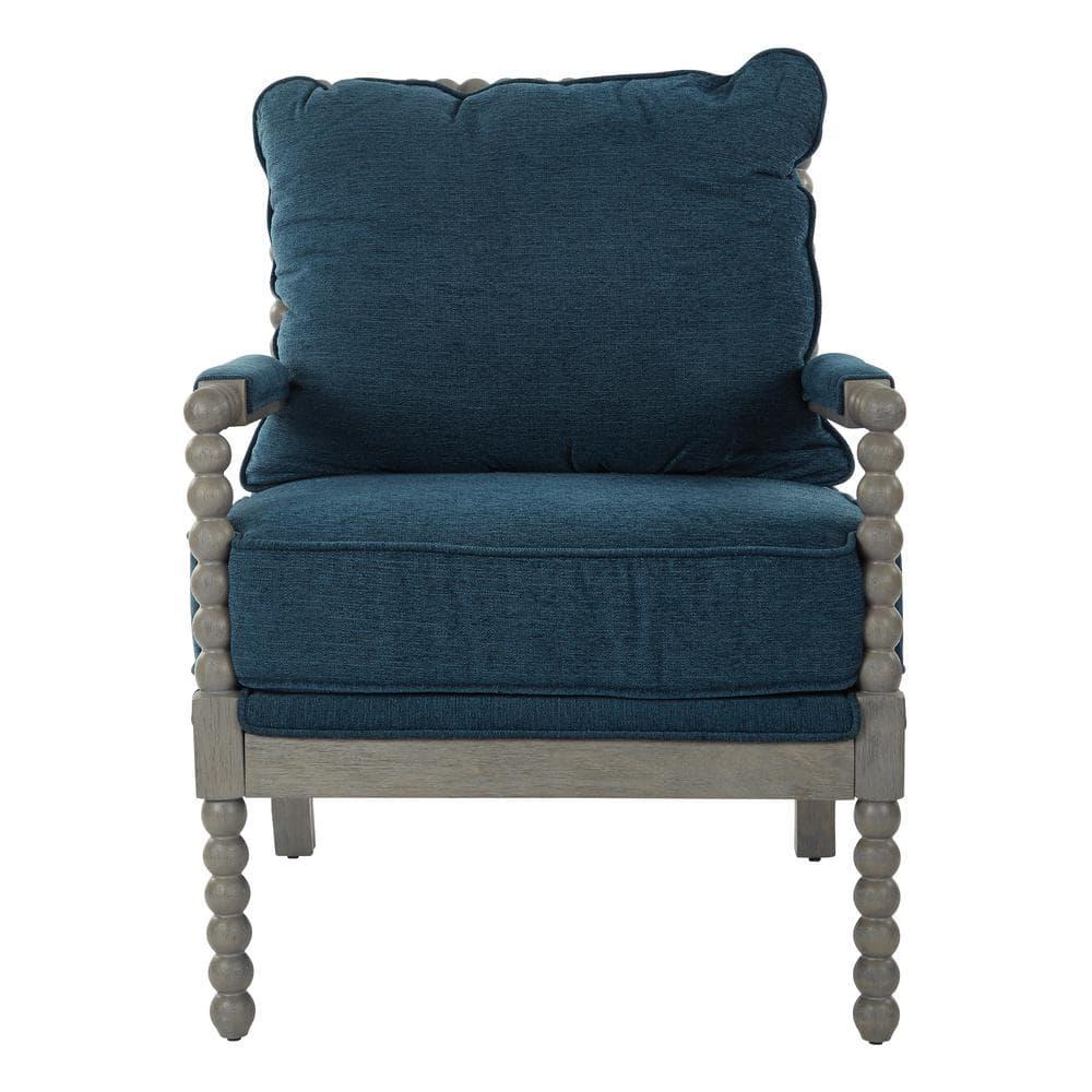 OSP Home Furnishings Abbott Chair in Azure Fabric with Brushed Grey Base K/D