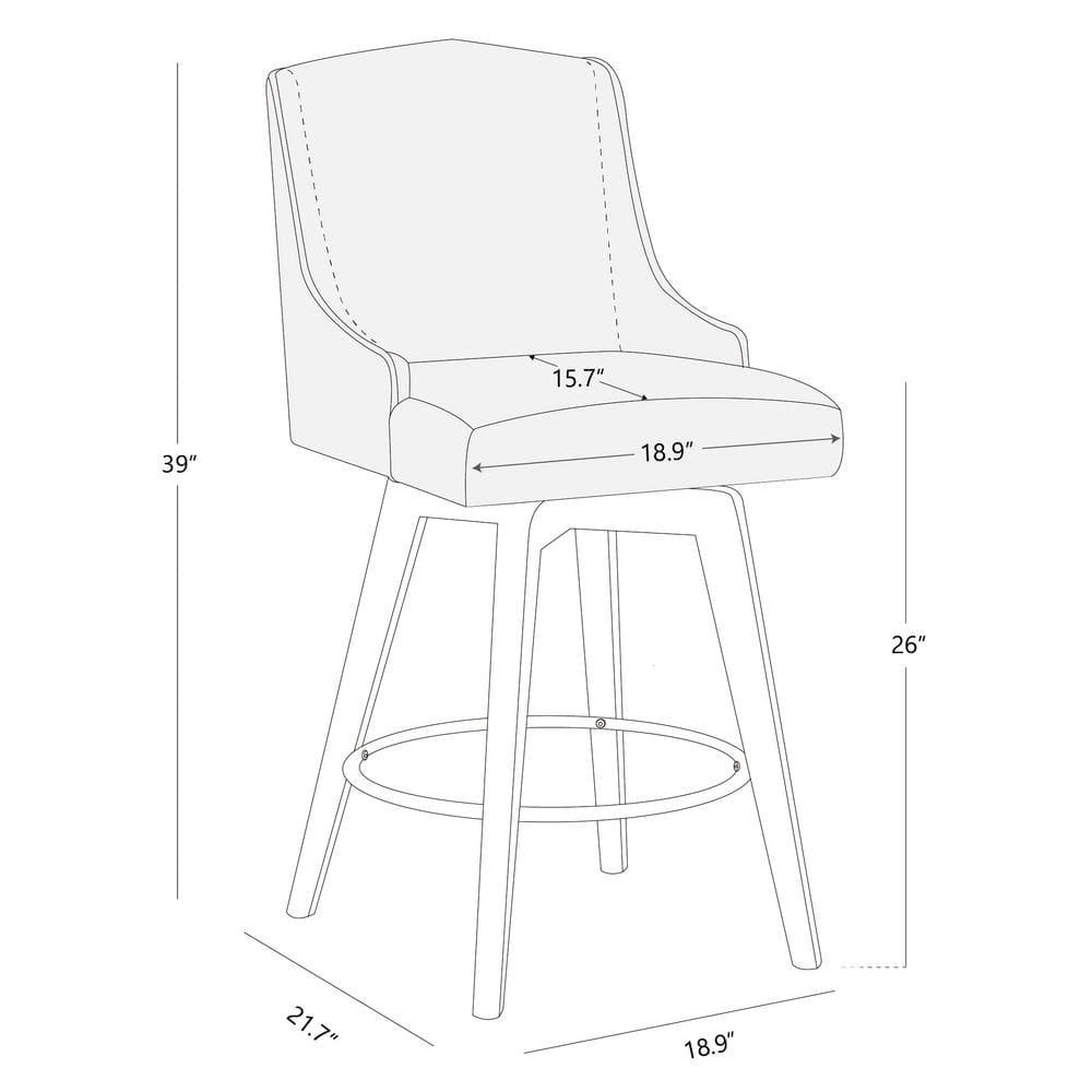 Arceso Bar Stools Set of 2, 26 Inch Swivel Counter Stools with Back, Faux Leather Upholstered Barstools, Solid Wood Legs with Footrest,  for Kitchen
