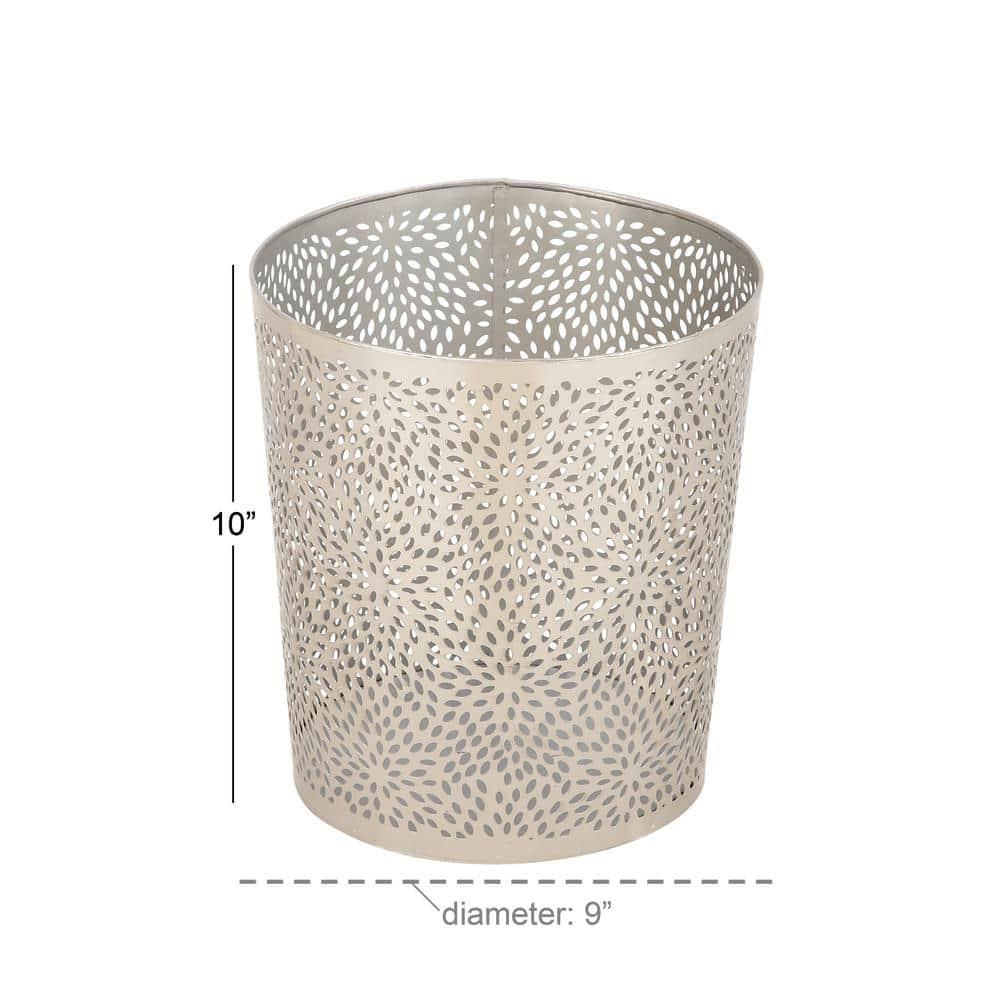 CosmoLiving by Cosmopolitan Modern Perforated Design Round Metal Waste Basket