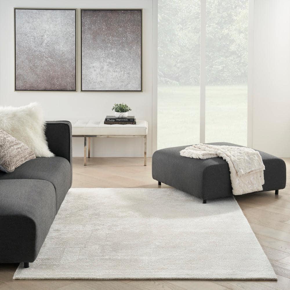 Ma30 Star Ivory 5 ft. x 7 ft. Textured Contemporary Area Rug