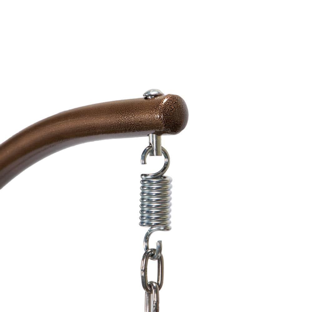 LeisureMod Columpio Colgante de Mimbre Beige con Soporte y Cojín, Perfecto para Relajarse en Interiores y Exteriores