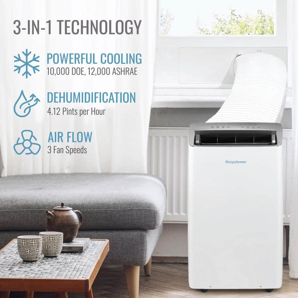 Keystone 10,000 BTU (12,000 BTU ASHRAE) 450 Sq ft Portable Inverter Air Conditioner