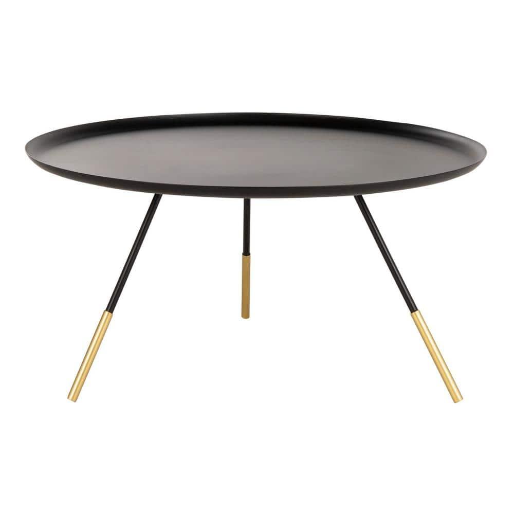 Orson Coffee Table with Metal Gold Cap - Black/Gold - Safavieh
