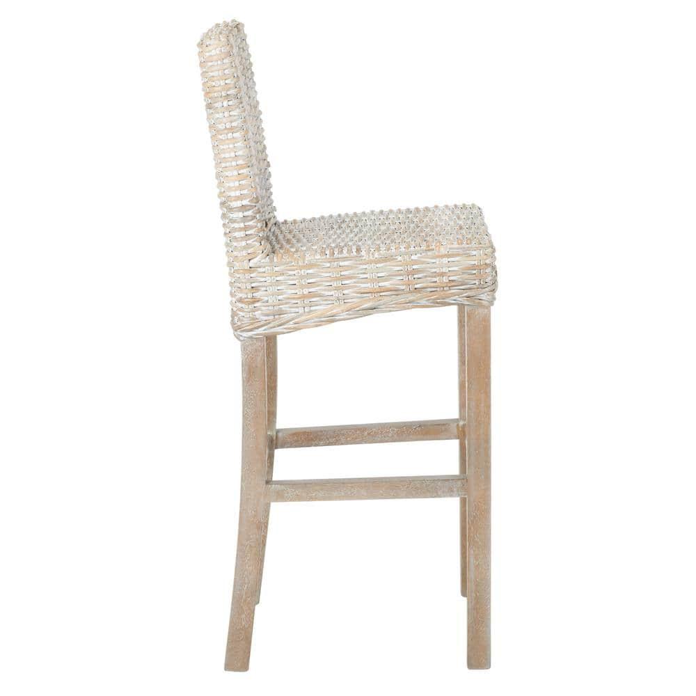 Tobie Rattan Bar Stool - BST6500 - Grey White Wash - Safavieh