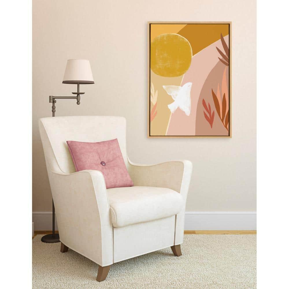 Kate and Laurel Sylvie Sunrise Dove Framed Canvas by Kate Aurelia Holloway, 23x33, Natural