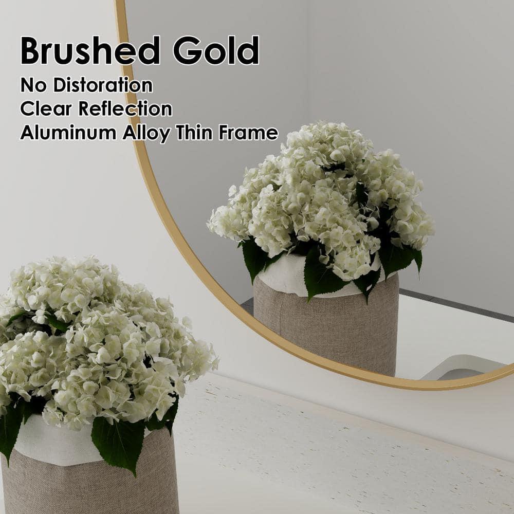24x36 inch Oval Mirror, Brushed Gold Oval Wall Mirror, Metal Frame Pill Mirror, Gold Bathroom Mirrors for Over Sink, Entryway, Bedroom, Living Room(Horizontally or Vertically)