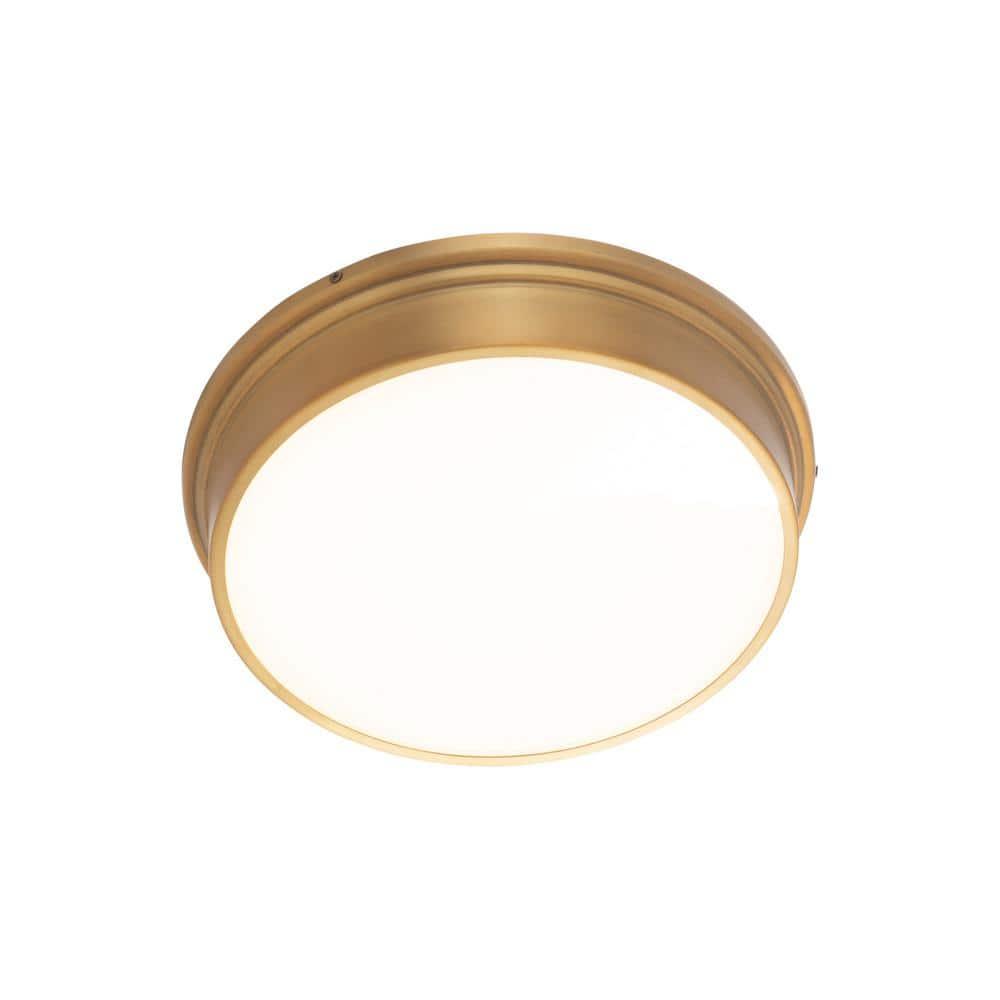 WAC Lighting York 12" LED Modern Aluminum Flush Mount in Aged Brass