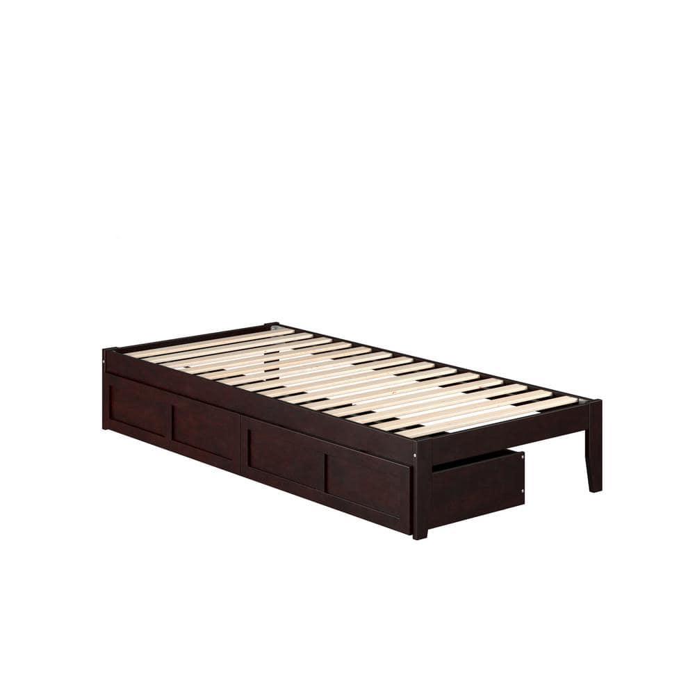 Twin XL Colorado Bed with 2 Drawers Espresso - AFI: Wood Frame, No Box Spring Needed, Storage Solution