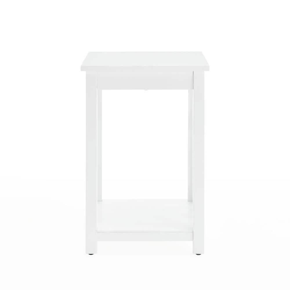 Alaterre Furniture Coventry Wood End Table with Tray and Bottom Shelf, Modern Accent Furniture, White