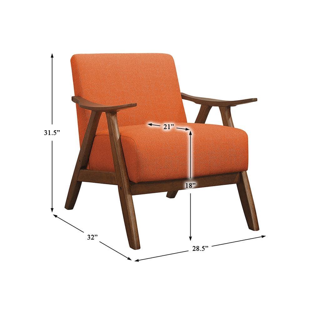 Lexicon Damala Collection Retro Inspired Wood Frame Accent Chair Seat, Orange